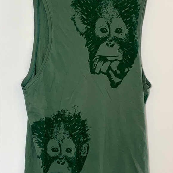 T.Rains Mens green singlet size large monkey faces chest 40” length is 28 in - Picture 4 of 8